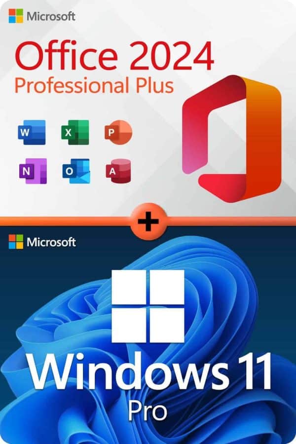 Microsoft Office 2024 Professional Plus + Microsoft Windows 11 Professional Lizenz für 3 Geräte