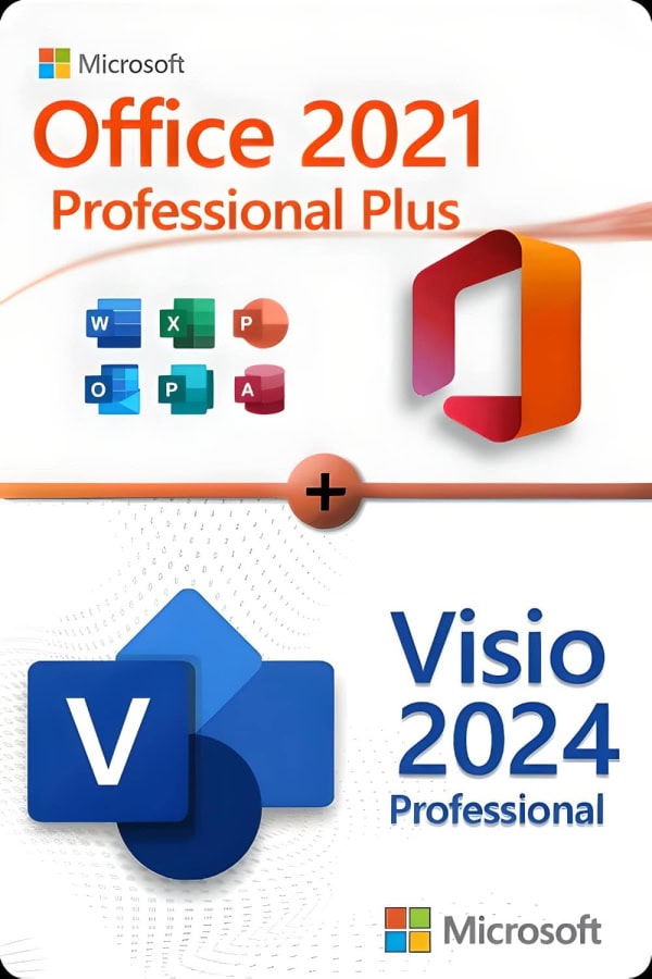 Microsoft Office 2021 Professional Plus + Microsoft Visio 2024 Professional Lizenz für 3 Geräte