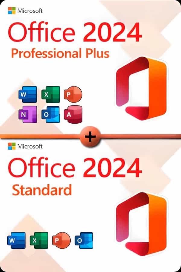 Microsoft Office 2024 Standard + Microsoft Office 2024 Professional Plus Lizenz für 3 Geräte