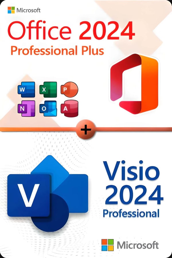 Microsoft Office 2024 Professional Plus + Microsoft Visio 2024 Professional Lizenz für 3 Geräte