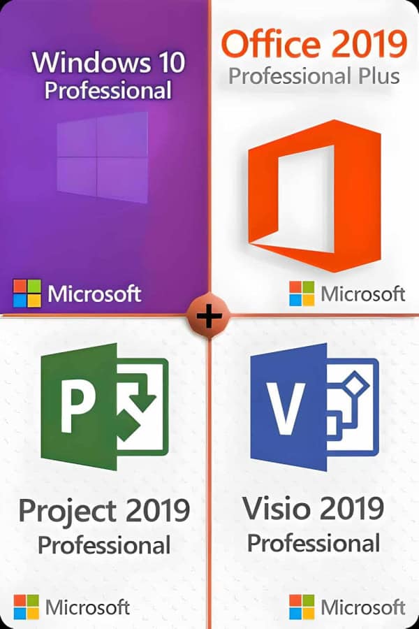 Windows 10 Professional + Visio 2019 Professional + Project 2019 Professional + Office 2019 Professional Plus Lizenz für 3 Geräte