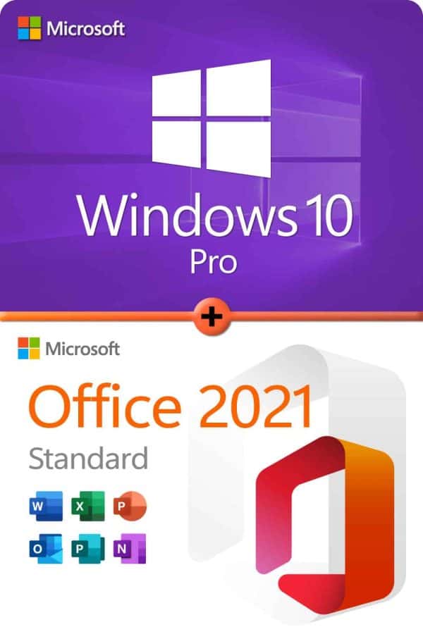 Microsoft Windows 10 Professional + Microsoft Office 2021 Standard Lizenz für 3 Geräte