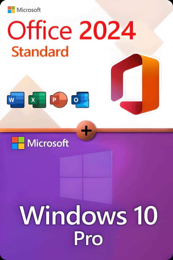 Microsoft Office 2024 Standard + Microsoft Windows 10 Professional Lizenz für 3 Geräte