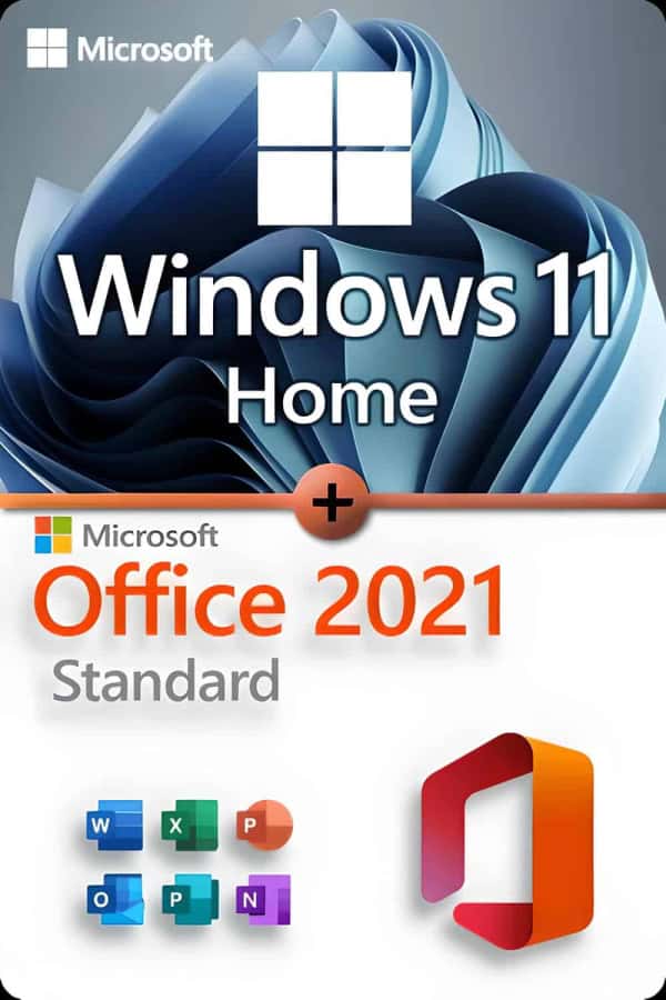Microsoft Windows 11 Home + Microsoft Office 2021 Standard Lizenz für 3 Geräte