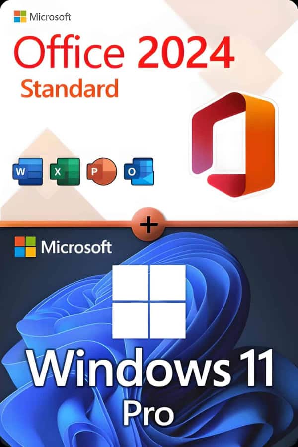 Microsoft Office 2024 Standard + Microsoft Windows 11 Professional Lizenz für 3 Geräte