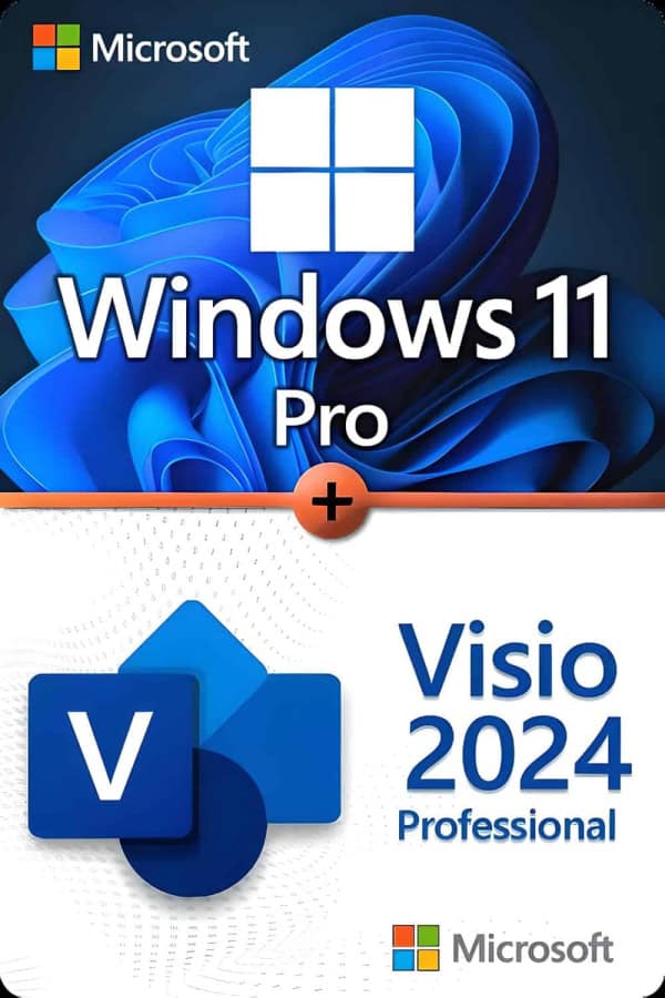 Microsoft Windows 11 Professional + Microsoft Visio 2024 Professional Lizenz für 3 Geräte